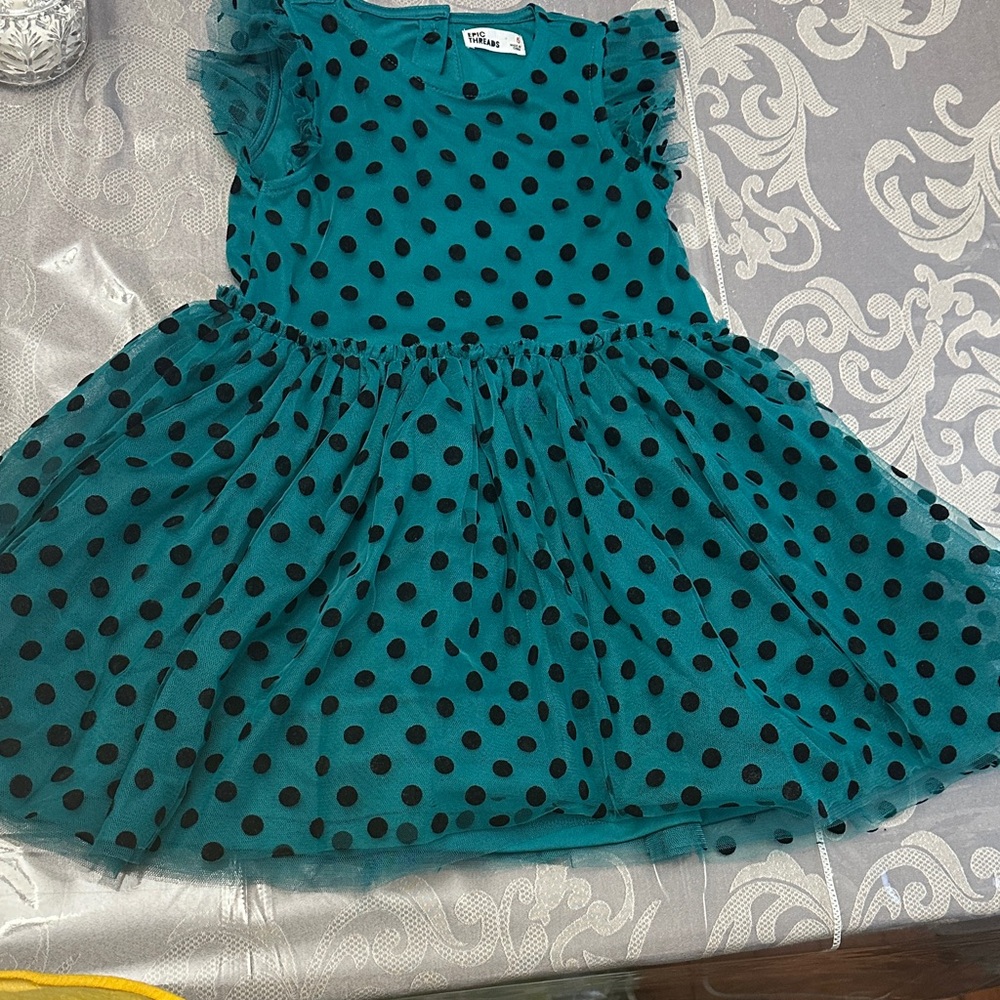 Epic Threads Teal and Black Polka Dot Dress